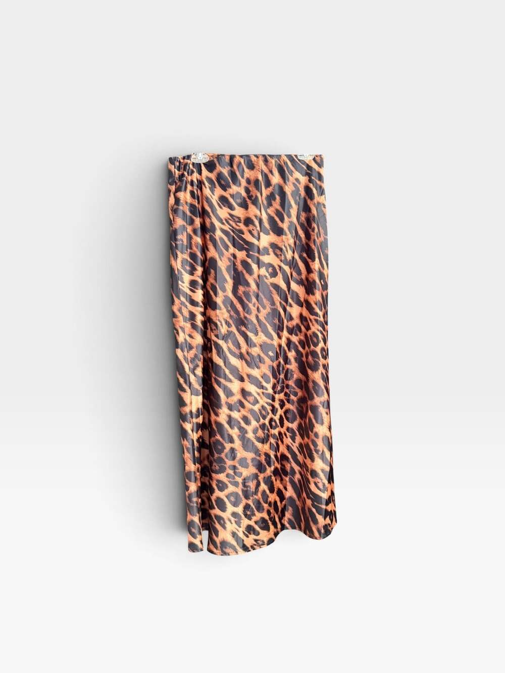 Leopard Print Satin Maxi Skirt Size L